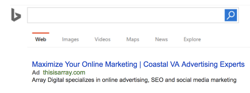 Bing Ads online advertising