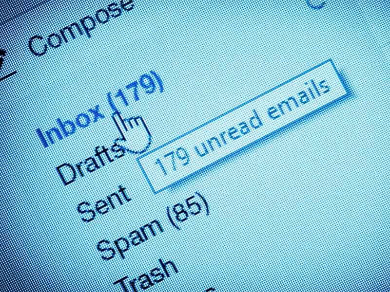 email inbox with a large number of unread emails