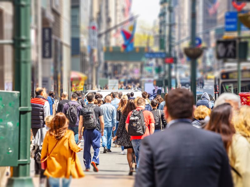 crowded sidewalk