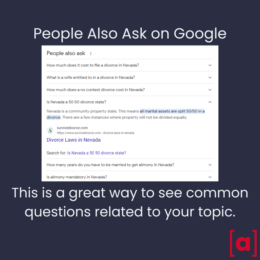 People Also Ask on Google search results